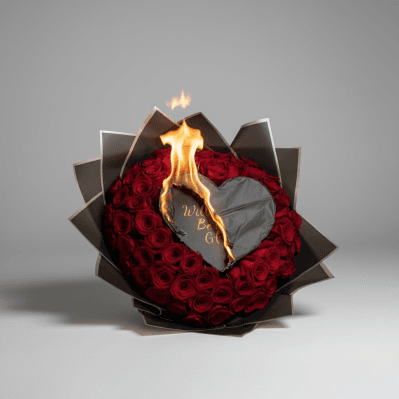 Buchet de trandafiri- Inimă in flăcări